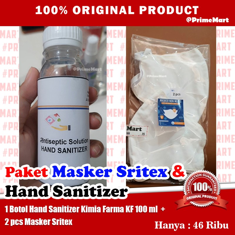Sritex masker + Hand Sanitizer Kimia Farma KF  ANTI SEPTIK UNTUK CUCI TANGAN 100ML