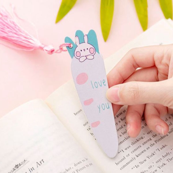 OILA pembatas buku kelinci wortel carrot rabbit tassel bookmark (4B3) skl026