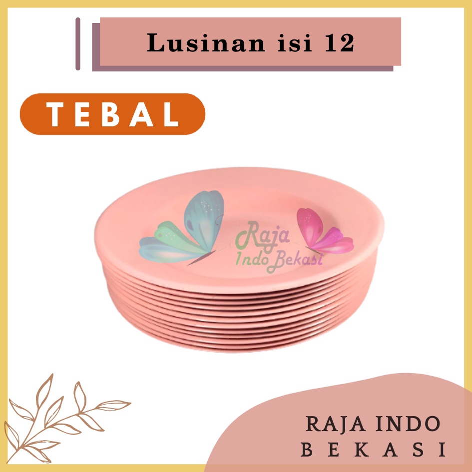 Lusinan Tebal Piring Plastik 8 Inch Warna Putih Pink Biru Pastel - Piring Kecil Besar Set Makan Plastik Acara Pesta Melamin Rotan Murah - Piring Plastik Lusinan Isi 12