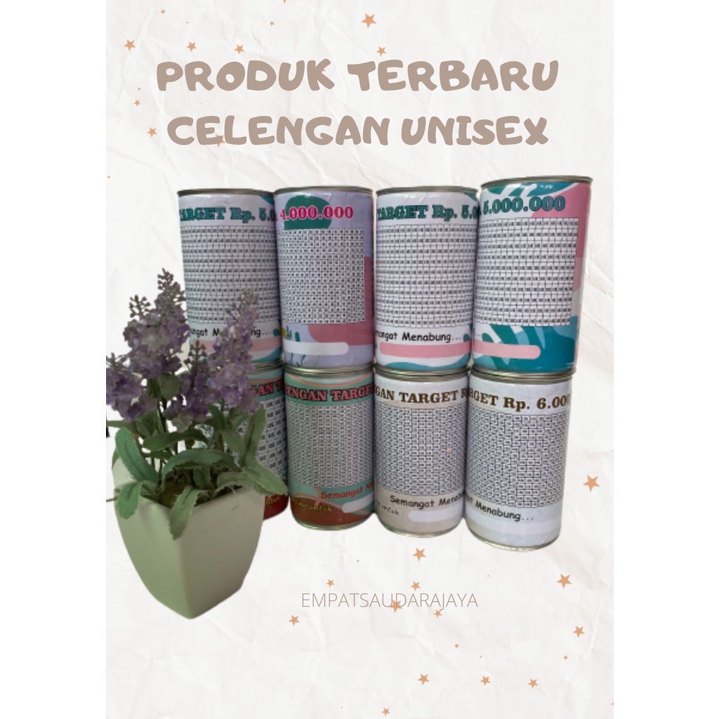 READY CELENGAN TARGET PREMIUM - UNISEX viral TERMURAH bisa untuk cewe cowo celengan kaleng viral