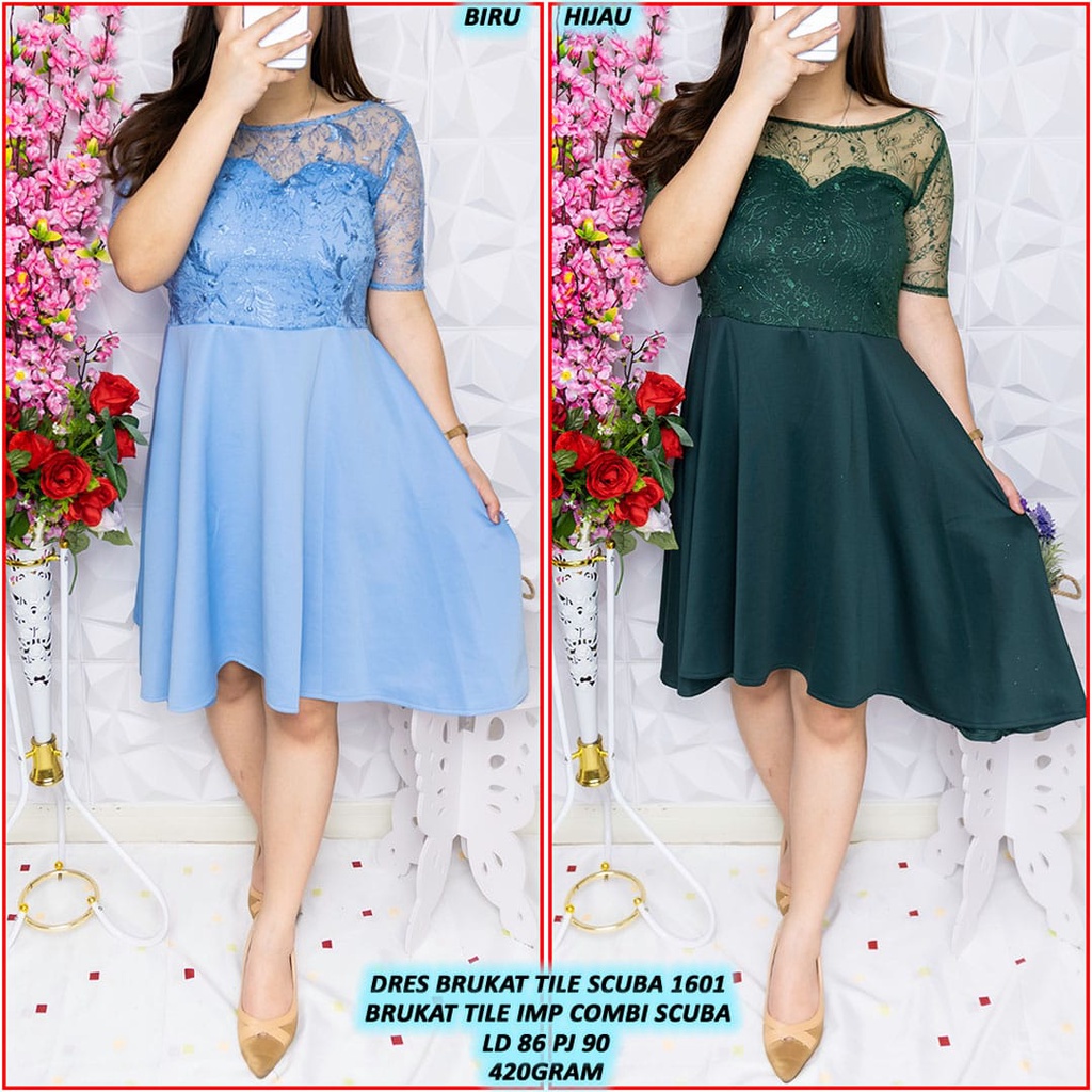 Pakaian Wanita 91601 Dres Tile Impor Kombinasi Scuba