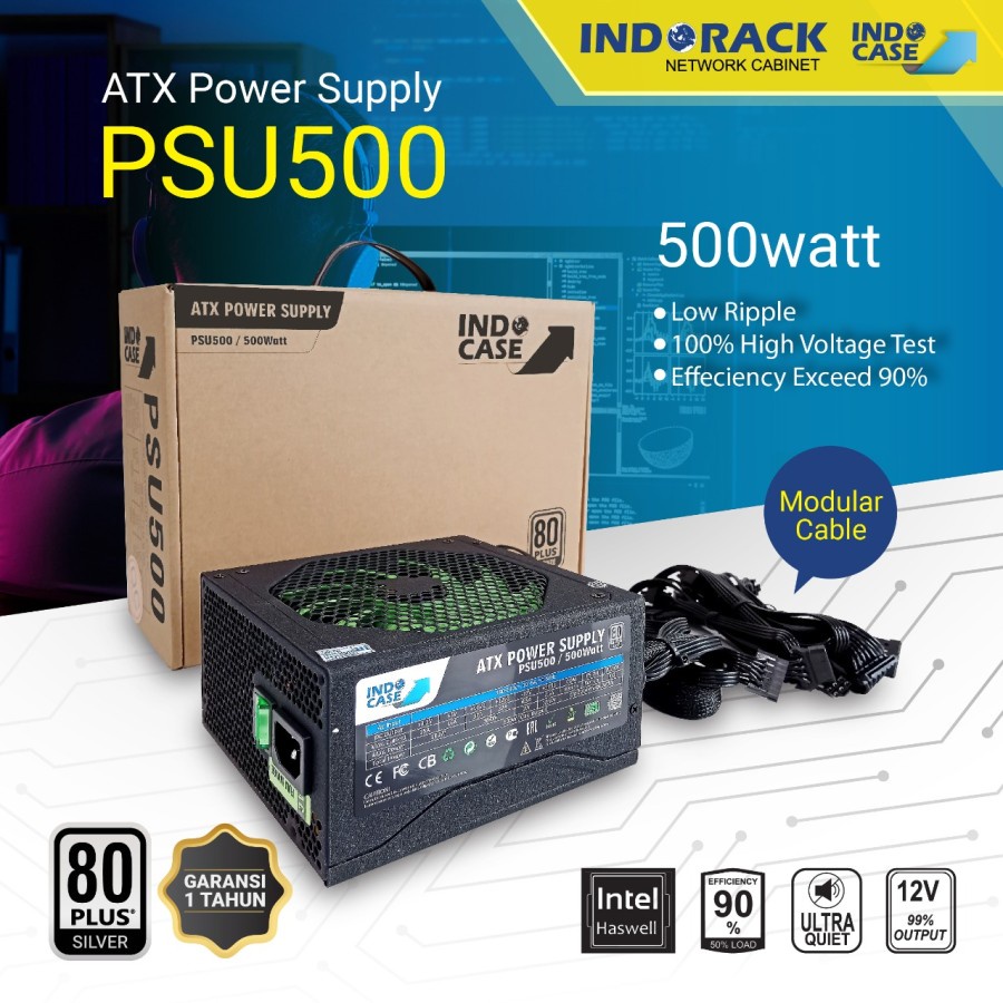 PSU500 - PSU500W PURE 80+SILVER - INDOCASE