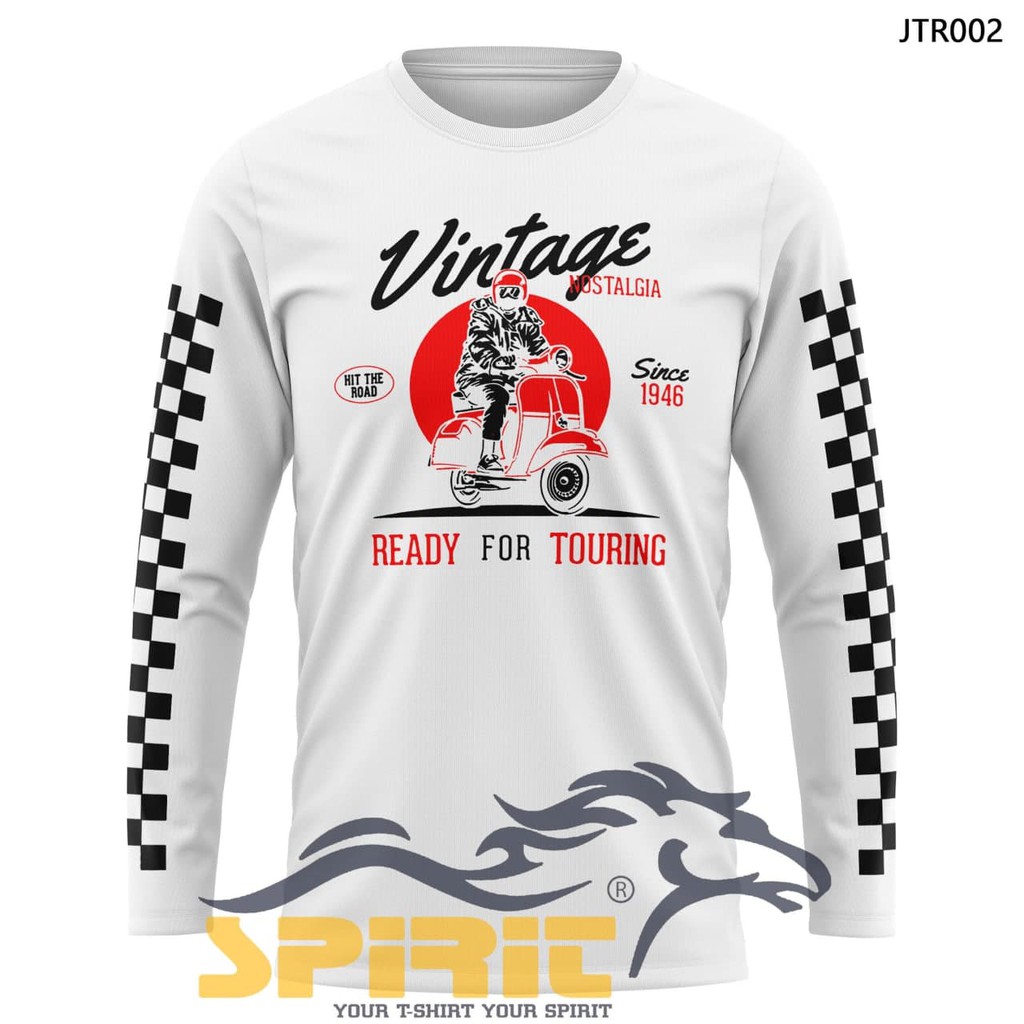 Baju Kaos Atasan Vespa Vintage Pakaian Distro Panjang Cowok Original Murah