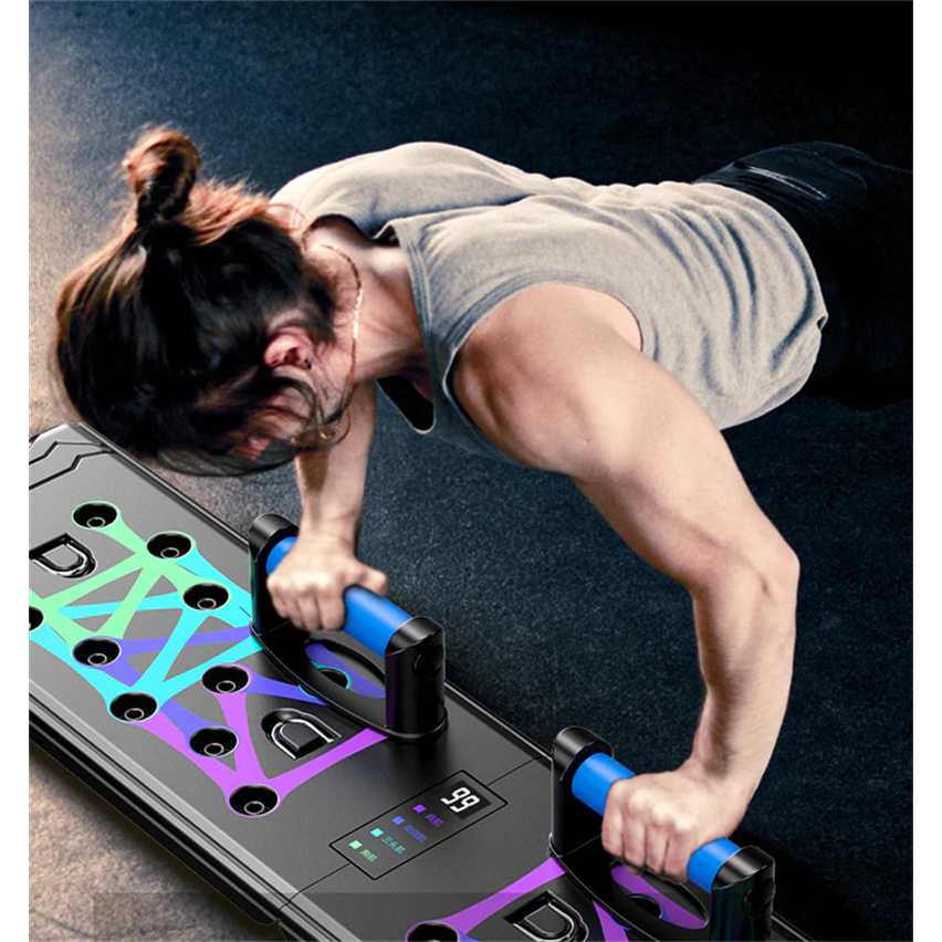 Alat Bantu Push-up Training Board with Counter Display / Handle Papan Latihan Gym Fitness Push Up Li