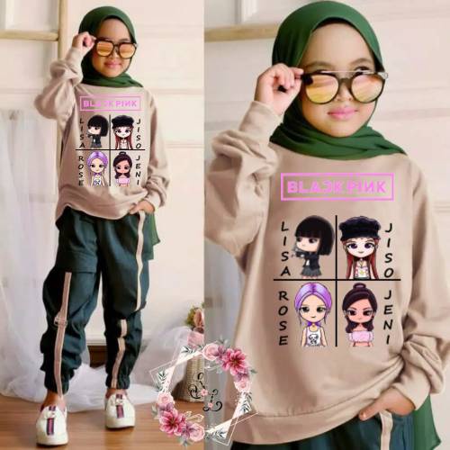 SETELAN BAJU ANAK TRAINING BLACKPINK KEKINIAN//PAKAIAN ANAK TERBARU//SETELAN ANAK LUCU//COD