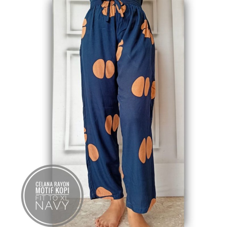 Celana Rayon Wanita Motif Kopi