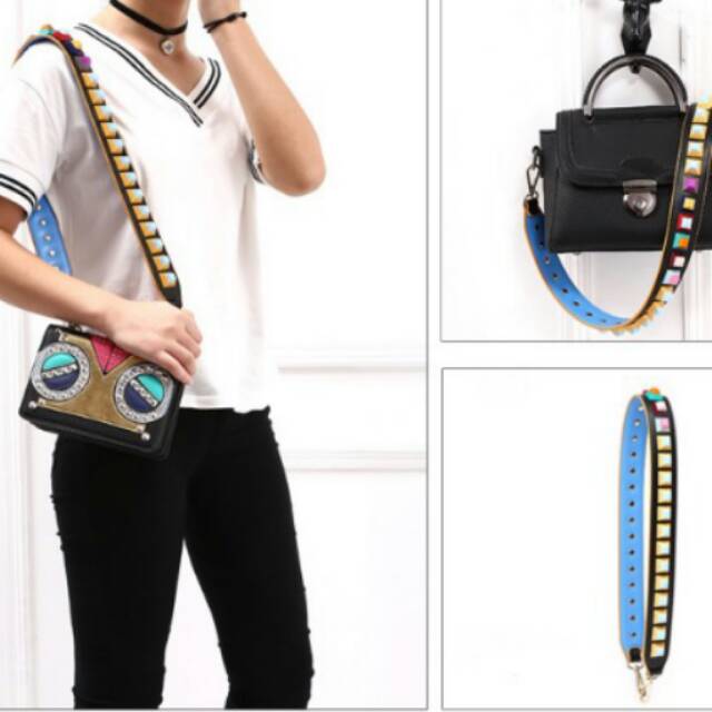 Premium Strap You Candy Stud Baby Blue Yellow  Inspired Gold Hardware/ Bag Strap