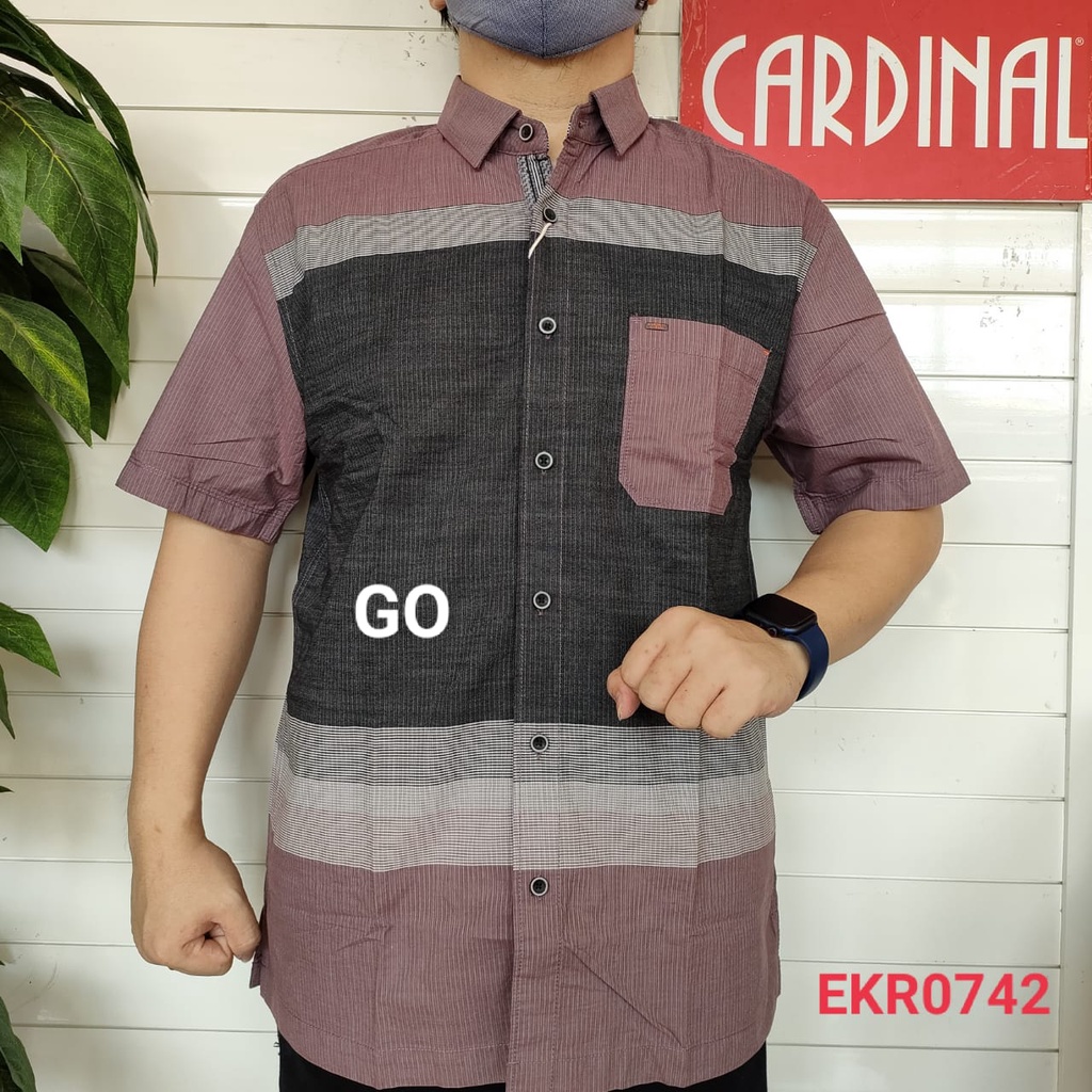 gof CARDINAL KEMEJA REGULAR Hem Pria Baju Cowok Pakaian Pria Lengan Pendek Kemeja Distro Original