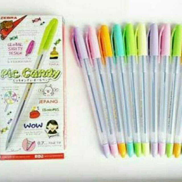 

Pulpen zebra pic candy 0.7mm pena pen alat tulis isi 12pcs