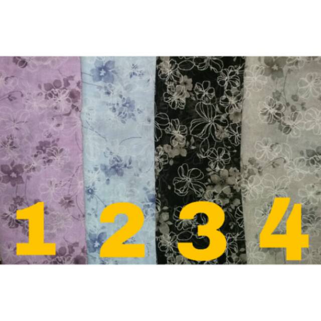Jilbab segi empat motif bunga kecil