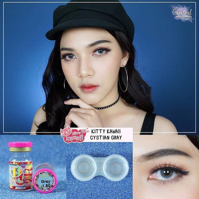 Softlens Kitty Kawaii Cystian - Warna Gray Brown bisa minus