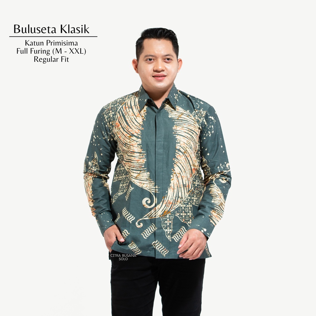 BULUSETA KLASIK Kemeja Batik Pria Full Furing Bahan Katun Primisima