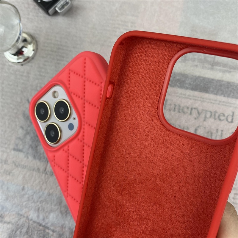 Soft Case Silikon Motif Belah Ketupat Merah Untuk IPhone X XR XS MAX 11 12 13 Pro MAX