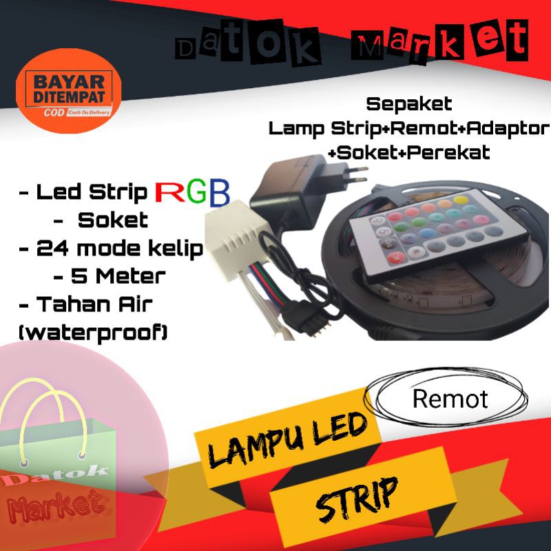 Lampu Led Strip RGB Selang LED 5 Meter RGB Remot Anti Air Selang Agustusan Lampu Hias Natal Tiktok