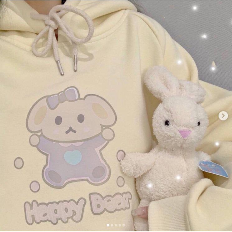 PABRIKHOODIE - HOODIE JUMPER HAPPY BEAR M - XXL (SABLON) {PRIA &amp; WANITA}