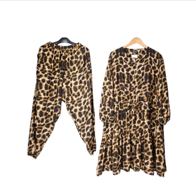 Termurah-setelan set  jumbo leopard katun rayon XXXL