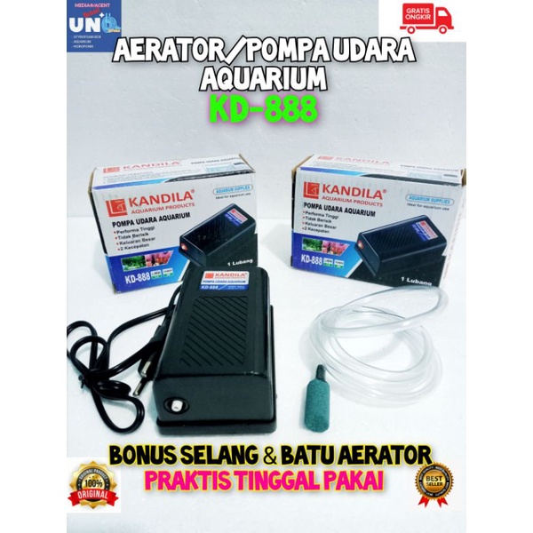 AERATOR POMPA GELEMBUNG UDARA KD-888 BONUS SELANG/BATU AERATOR TINGGAL PAKAI