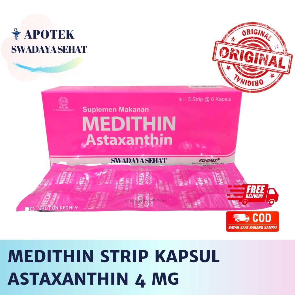 MEDITHIN Strip Kapsul - Astaxanthin 4mg AntiOxidan Kesehatan Tubuh