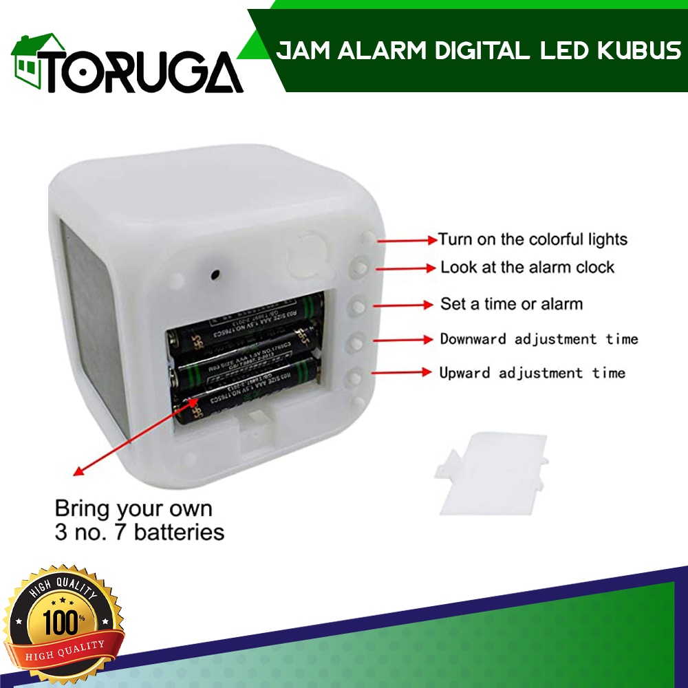 Jam LED Meja Kubus Digital Alarm Berubah 7 warna Moody Clock Glowing