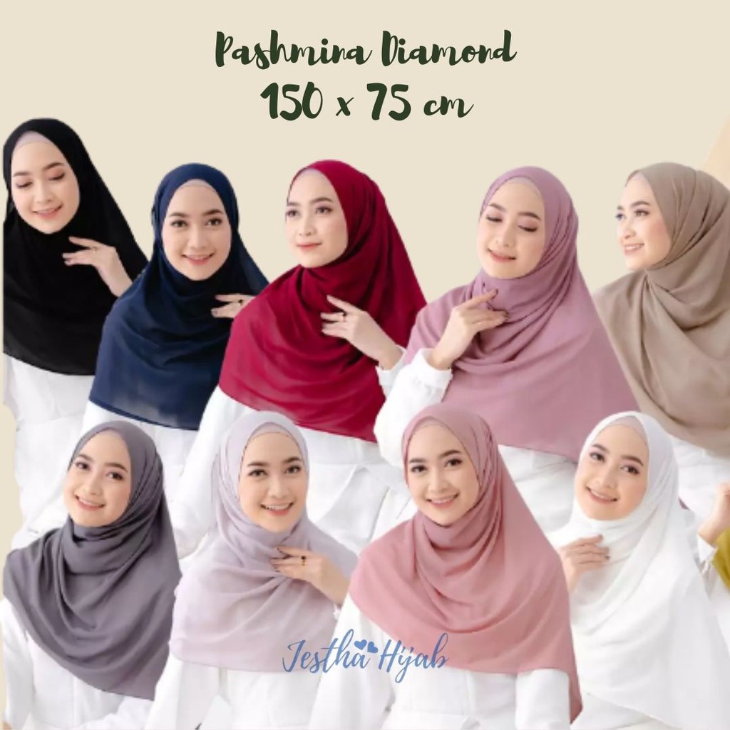 Hijab Diamond Pashmina Bella Diamond Finishing Neci 150 X 75 CM / Pasmina Diamond Italiano Ukuran Pendek-1