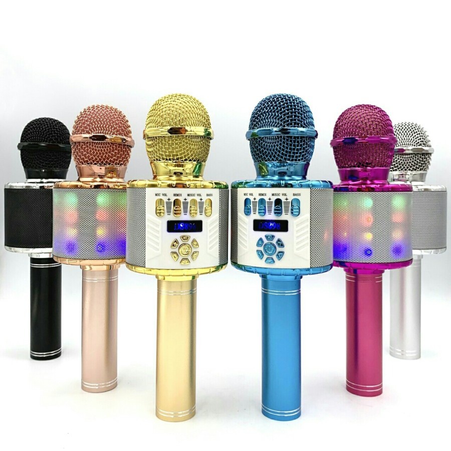 Mic Karaoke Portable Bluetooth KIMISO DS898 Microphone KTV LED Lampu Disco DS-898 Wireless mikrofon