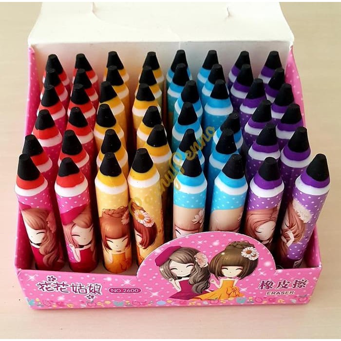 

TERBARU PENGHAPUS BENTUK PENSIL UNIK DAN LUCU ( TINGGI 9CM) MODEL KARTUN CEWEK