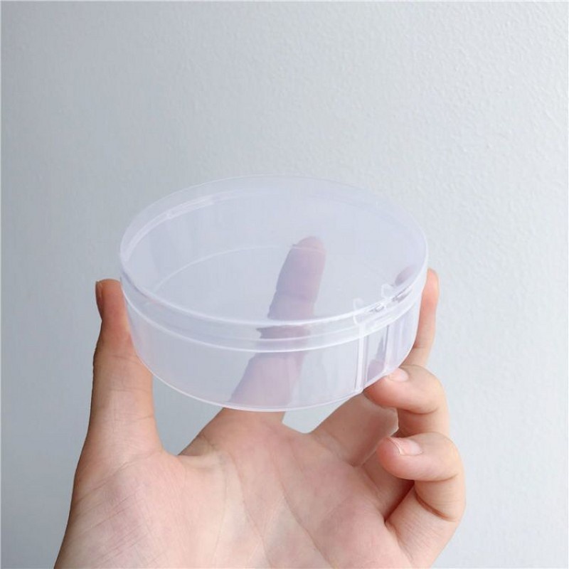 [Portable Round Transparent Powder Puff Box Case Makeup Box][Simple Desktop Storage Box Travel Cosmetic Case]