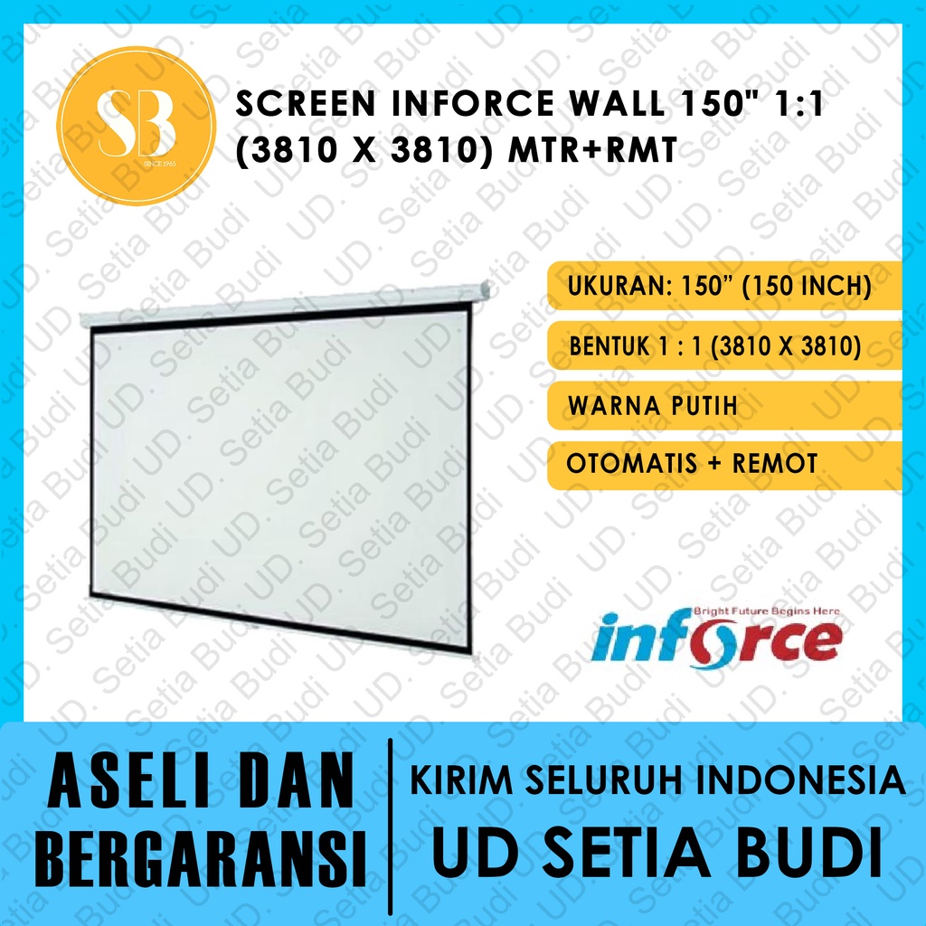 Screen Projector Wall Otomatis Inforce 150&quot; 1:1 dan Remote