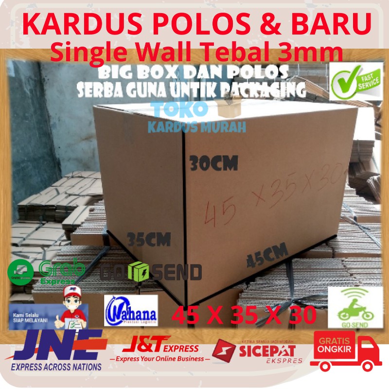 

Kardus Baru Box Polos Kotak Packing Karton Dus Bok Tebal 3mm Single Wall Harga 1 Lembar 45 x 35 x 30
