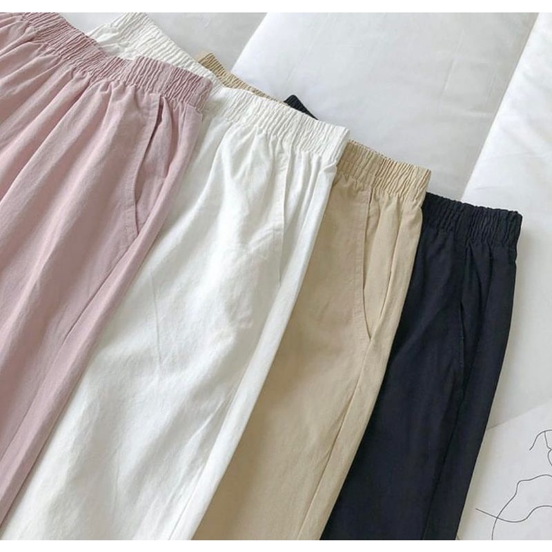 PAKAIAN WANITA YAZHE PANTS CELANA PANJANG COTTON LINEN PREMIUM