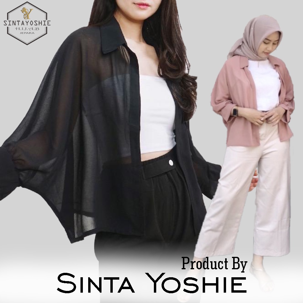 (COD) SintaYoshie  -Yola Basic Outer Cardigan Ceruty Premium  Felecia Basic Outer Wanita Outher Kekinian