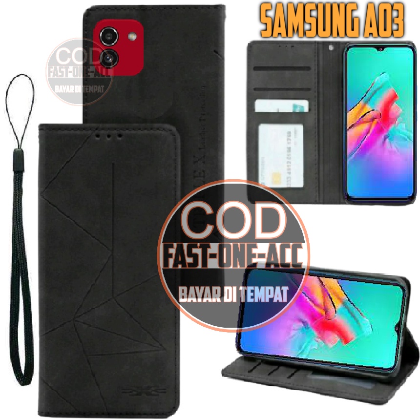 Case HP SAMSUNG A03 Dompet Casing HP Flip Motif Wallet Leather Cover