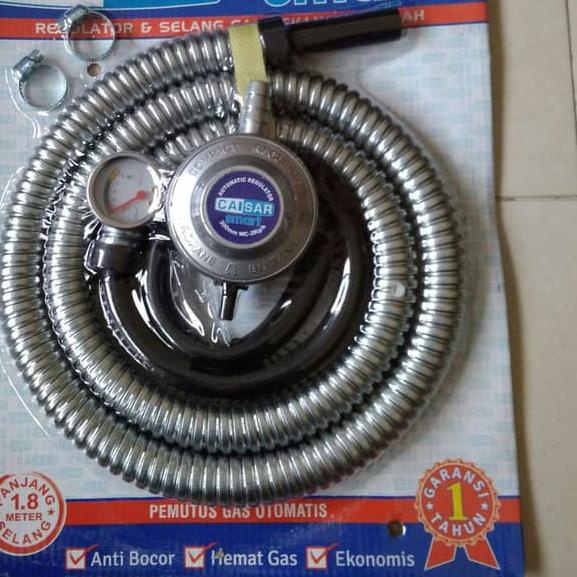 caisar Set Gas Regulator Anti Bocor Dan Instalasi Mudah Dengan Selang Gas Dan Meteran