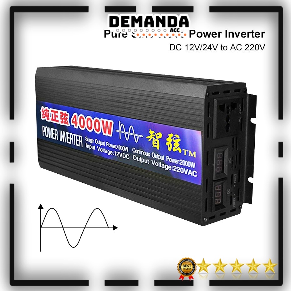 SUNYIMA Pure Sine Wave Car Power Inverter DC 12v/24v to AC 220V 1000/2000/3000/4000 W - SY1000 SY2000 SY3000 SY4000