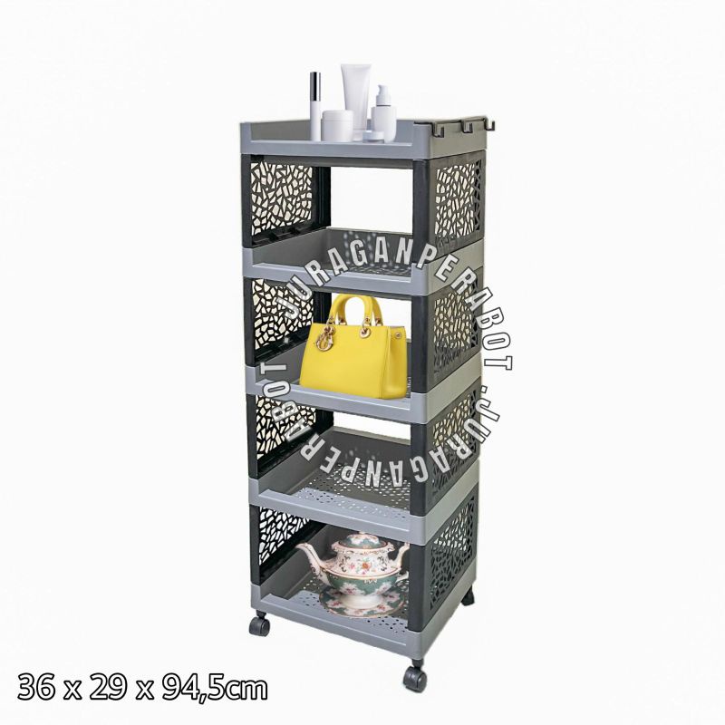 Rak Plastik Susun 5 + Roda