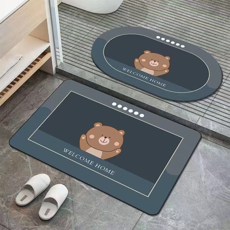 ETFELICEL Velvet Mat SET / Keset Lantai Kaki Bludru Anti Selip Pintu Kamar Mandi