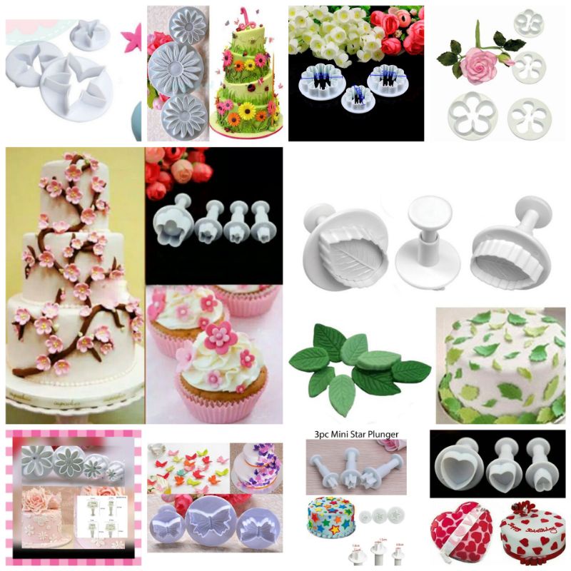 33 plunger fondant stamp cutter cookies blossom star bintang love hati cetakan rose mawar carnation bunga calyx cutter sunflower daun butterfly kupu embosser alas adonan spuit nastar cookies tray cooling rack huruf sugarcraft loyang awan snowflake