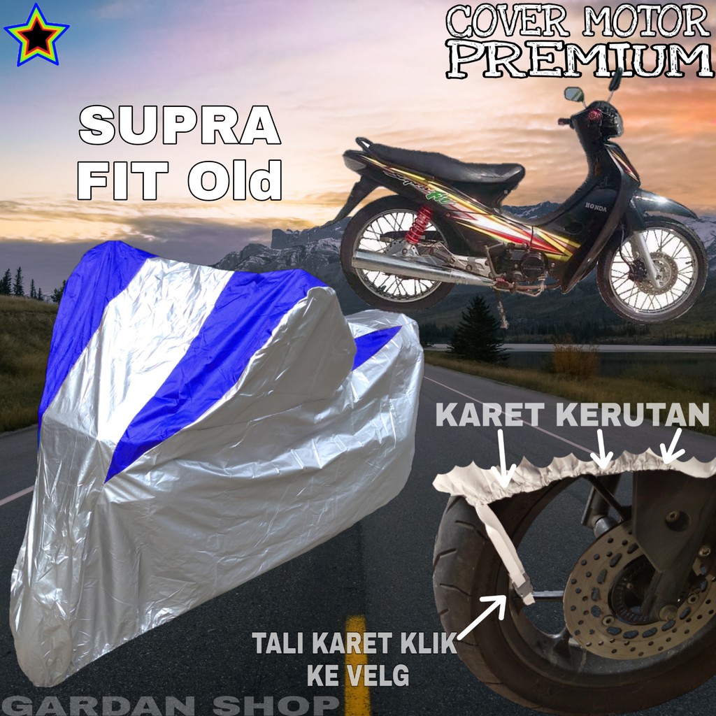 Sarung Motor SUPRA FIT OLD Silver BIRU Body Cover Penutup Motor Supra Fit Old PREMIUM