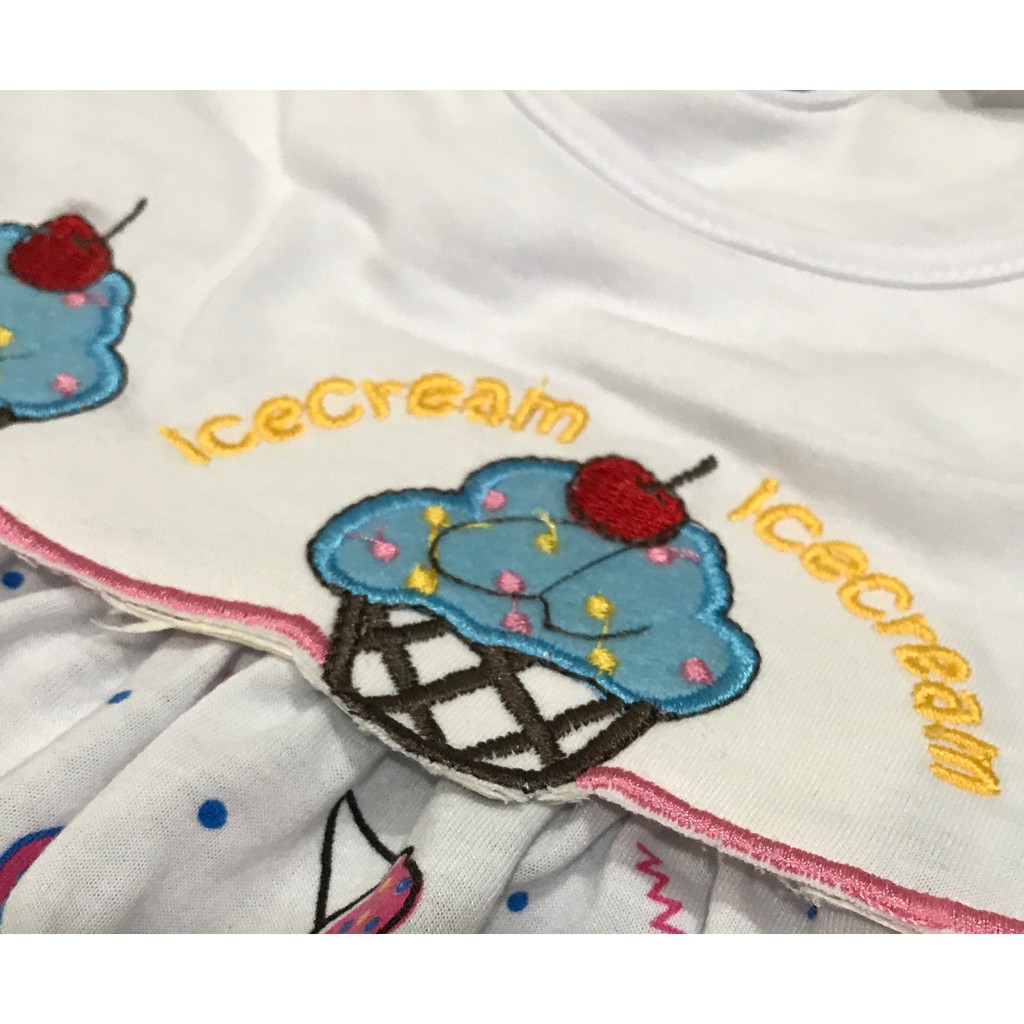 BAYIe - Setelan Baju Bayi/Anak Panjang Perempuan motif ICE CREAM COOL BABY usia 0 - 12 bulan