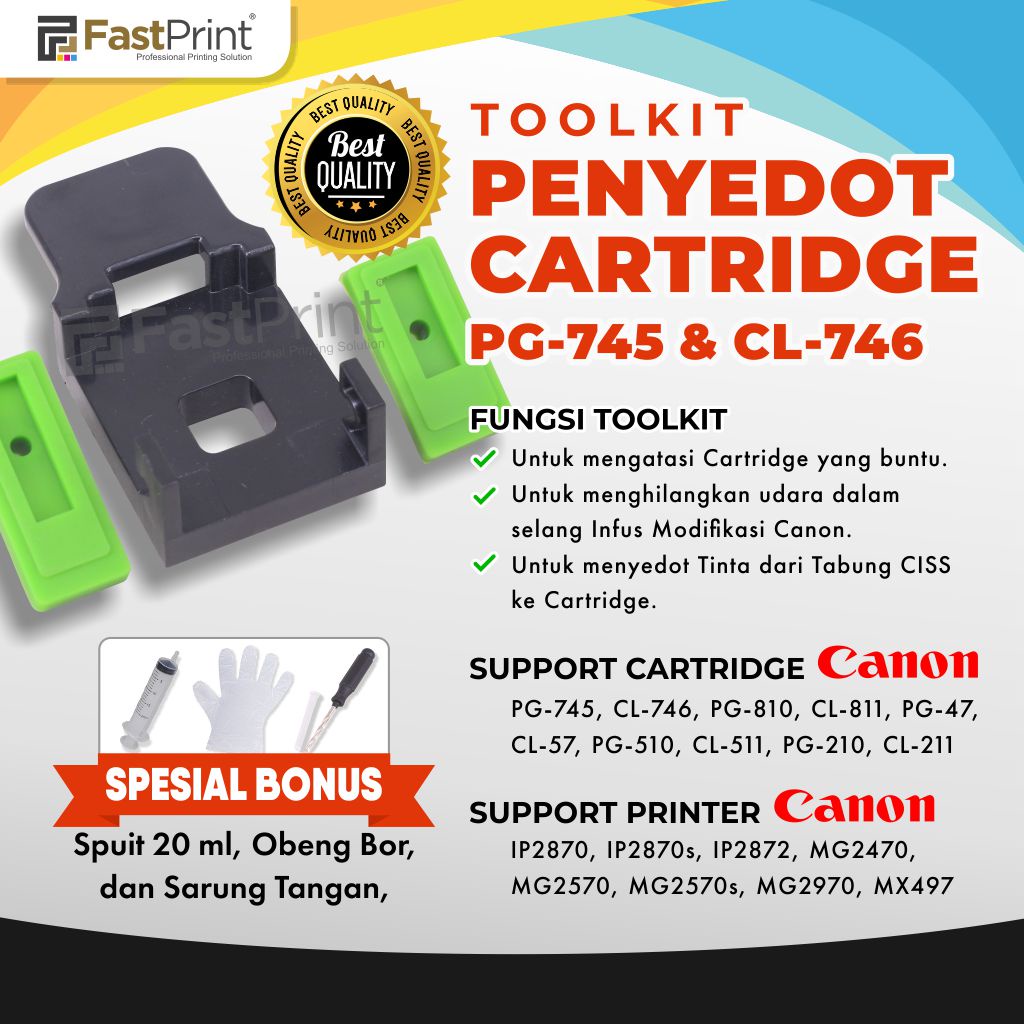 Fast Print Toolkit Penyedot Refill Tinta Cartridge 745 746 810 811