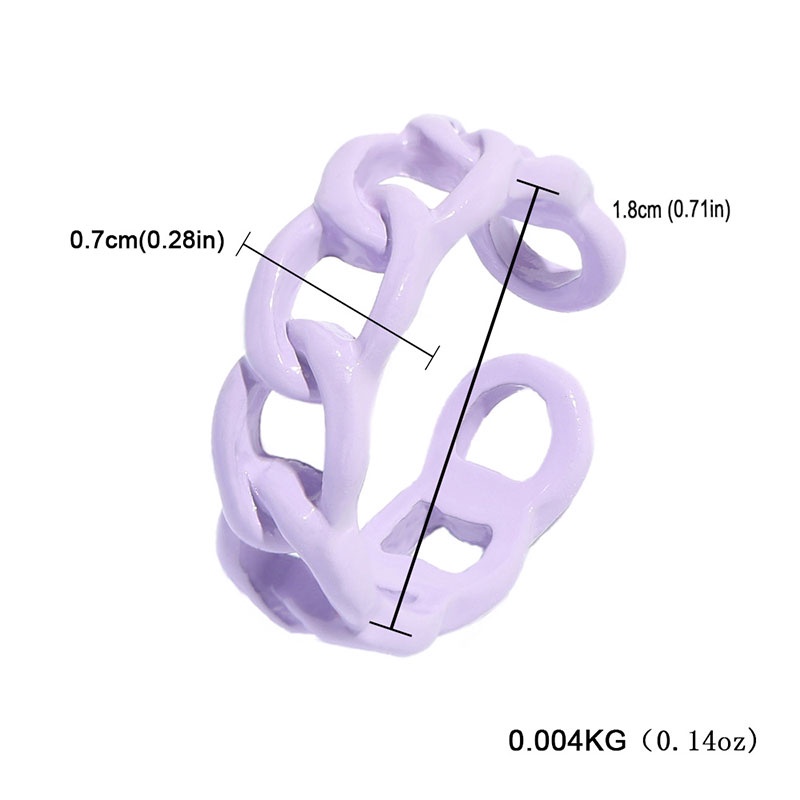 Cincin Rantai Geometris Model Terbuka Warna Permen Gaya Korea Untuk Aksesoris Perhiasan-Won