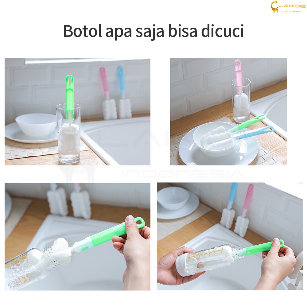 LAKOE Sikat Botol / Sponge Bottle Brush /Bottle cleaner- Spons