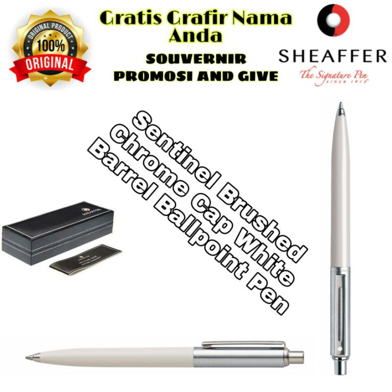 

PULPEN SHEAFFER SENTINEL BRUSHED CHROME WHITE ORIGINAL GRATIS GRAFIR NAMA ANDA