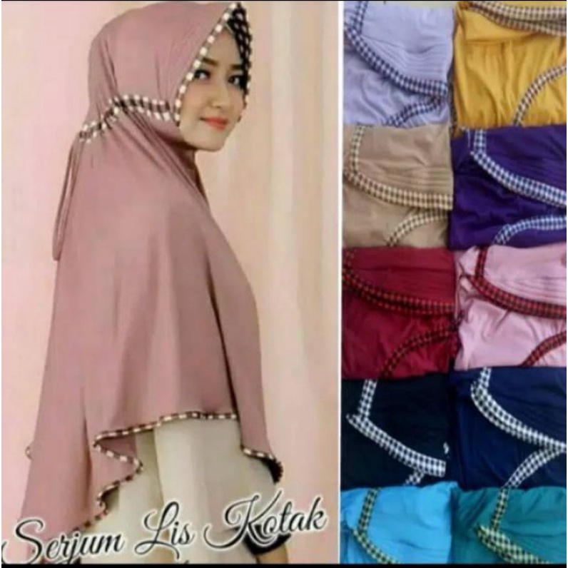 SERUT IRENE-SERUT INAYAH JUMBO MOTIF KOTAK || JILBAB INSTAN