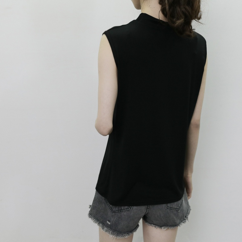 Kaos Turtleneck &quot;Chama&quot;, Sleeveless Bahan Modal, Stretch Adem Dingin