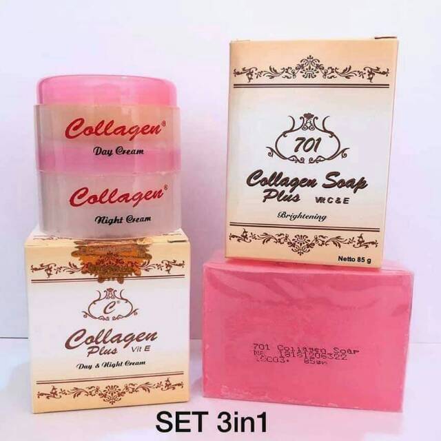 (CREAM + SABUN ) CREAM COLLAGEN ORIGINAL  + SABUN COLLAGEN 701 BPOM + free bubble warp