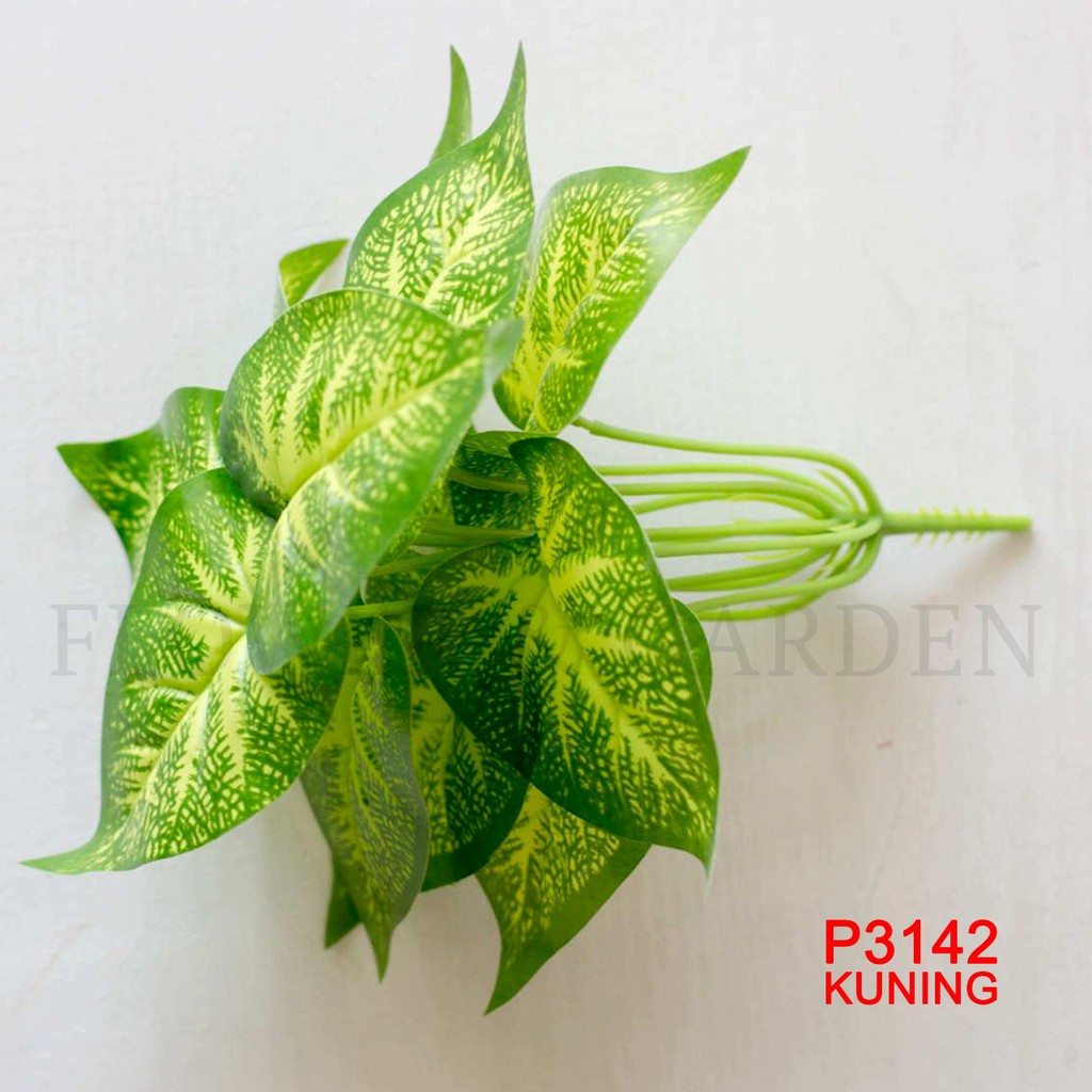 COD/TIB DAUN KELADI BUNGA TANGKAI PLASTIK BUNGA ARTIFISIAL BUNGA TANGKAI BUNGA HIASAN P3142-Kuning