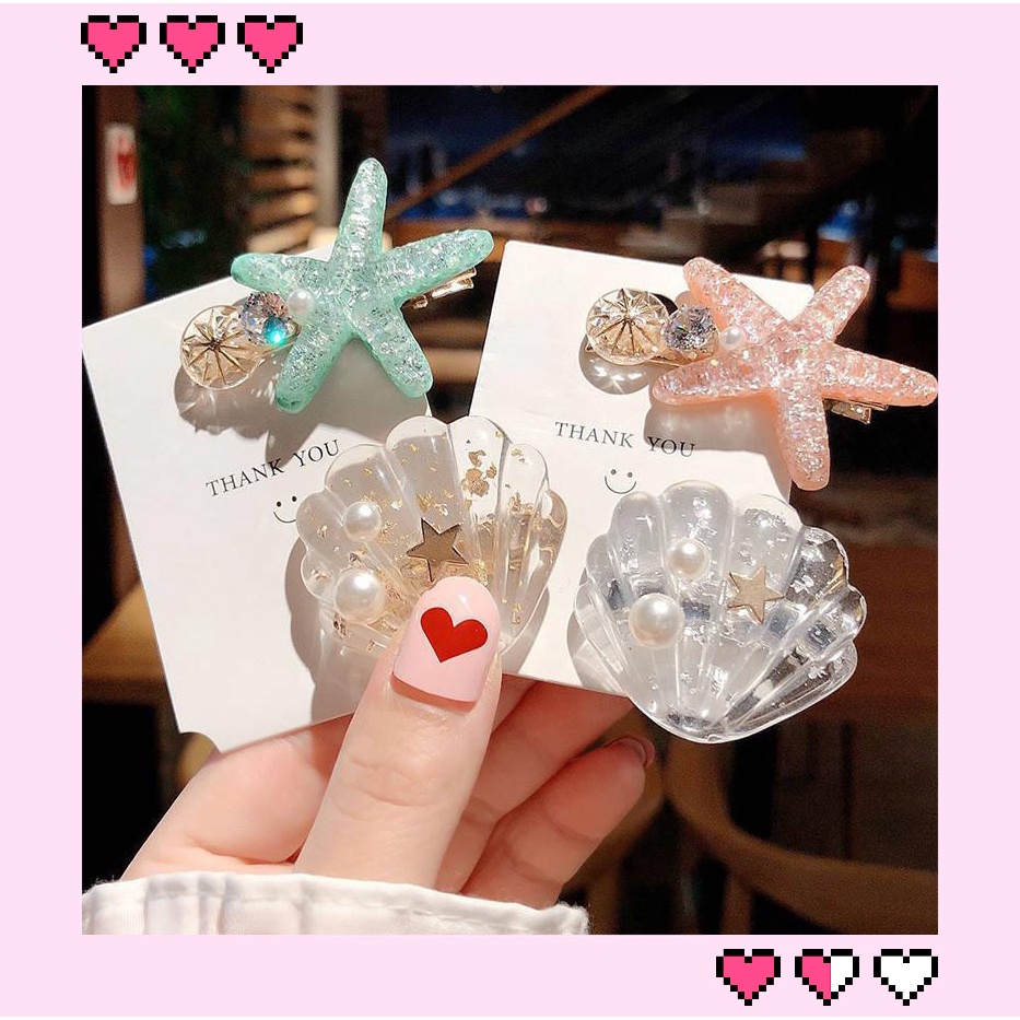 COD Pin Jepit Rambut Korea anak bayi Wanita Bintang Laut Kerang 2021 Baru Lucu Duckbill Clip Bangs Girls Bulang Ready Stock import murah