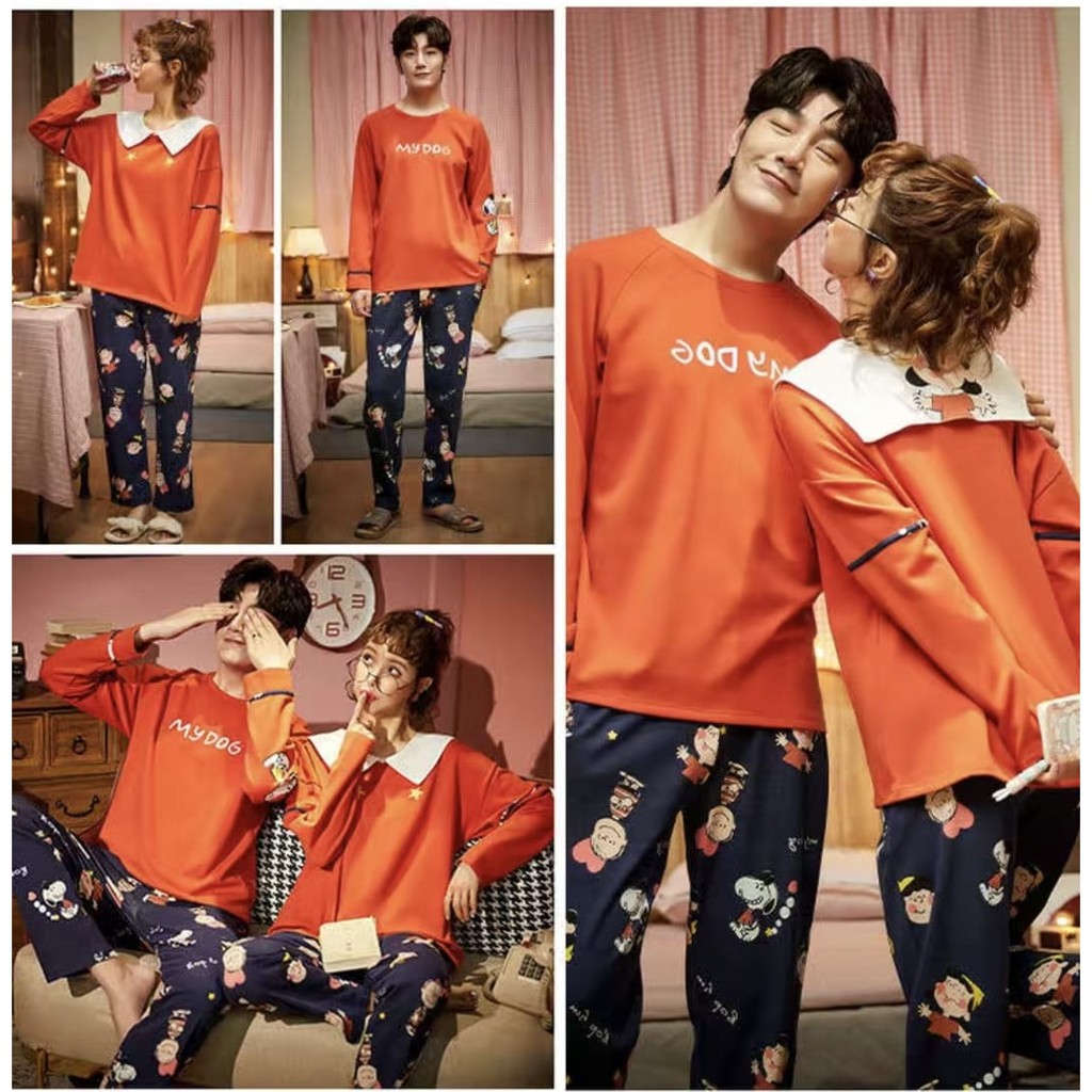 Baju tidur piyama PP couple bahan kaos katun import