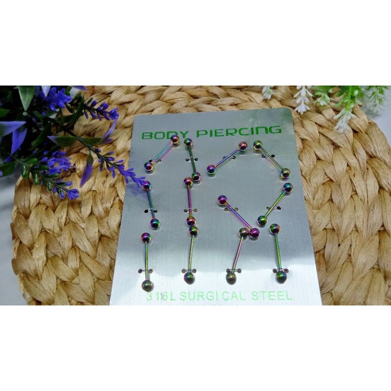 Anting Tindik Piercing untuk Lidah,Hidung,Telinga pria dan wanita harga/card